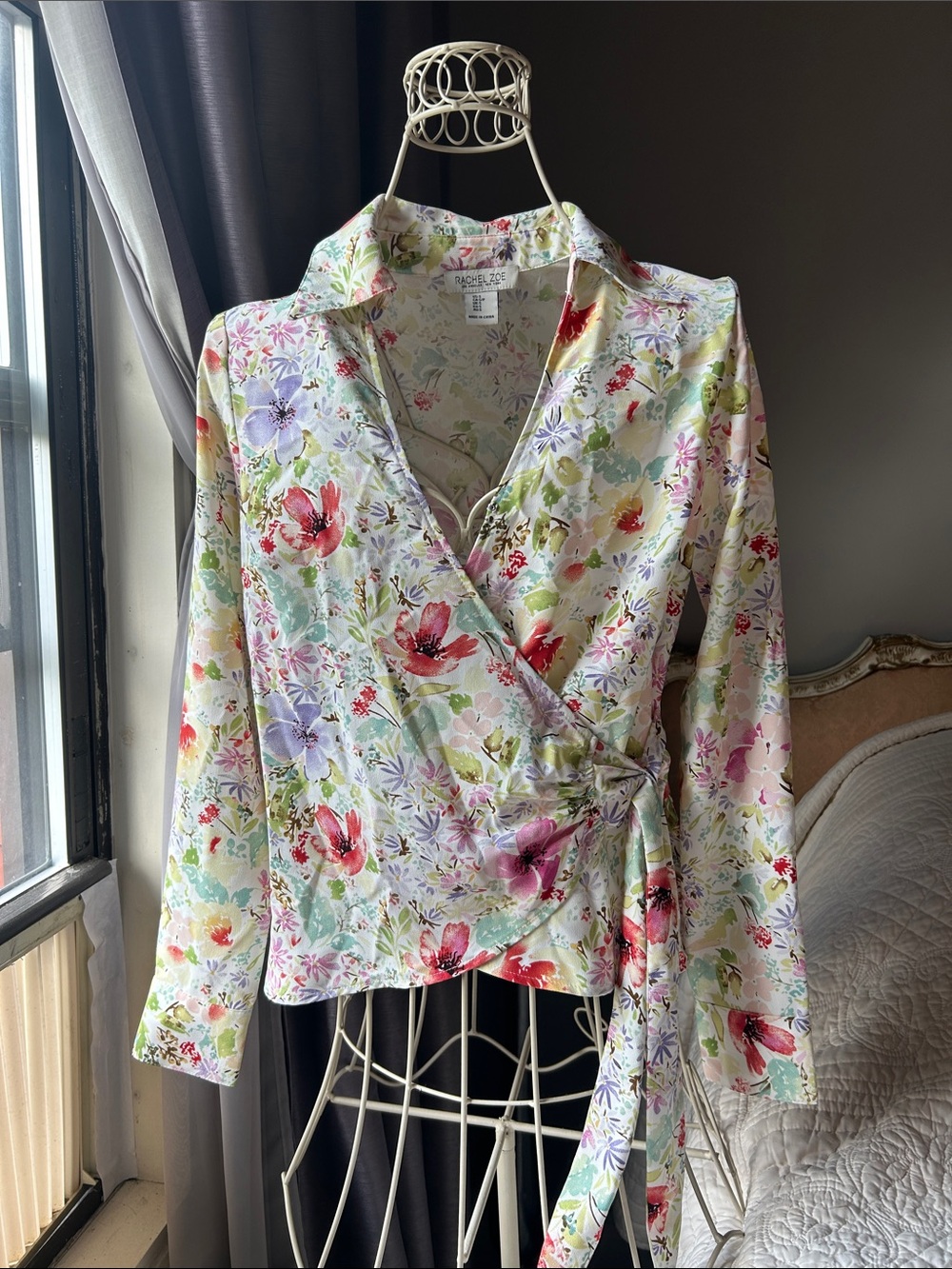 Rachel Zoe Floral Wrap Blouse in Pastel Multi Colors